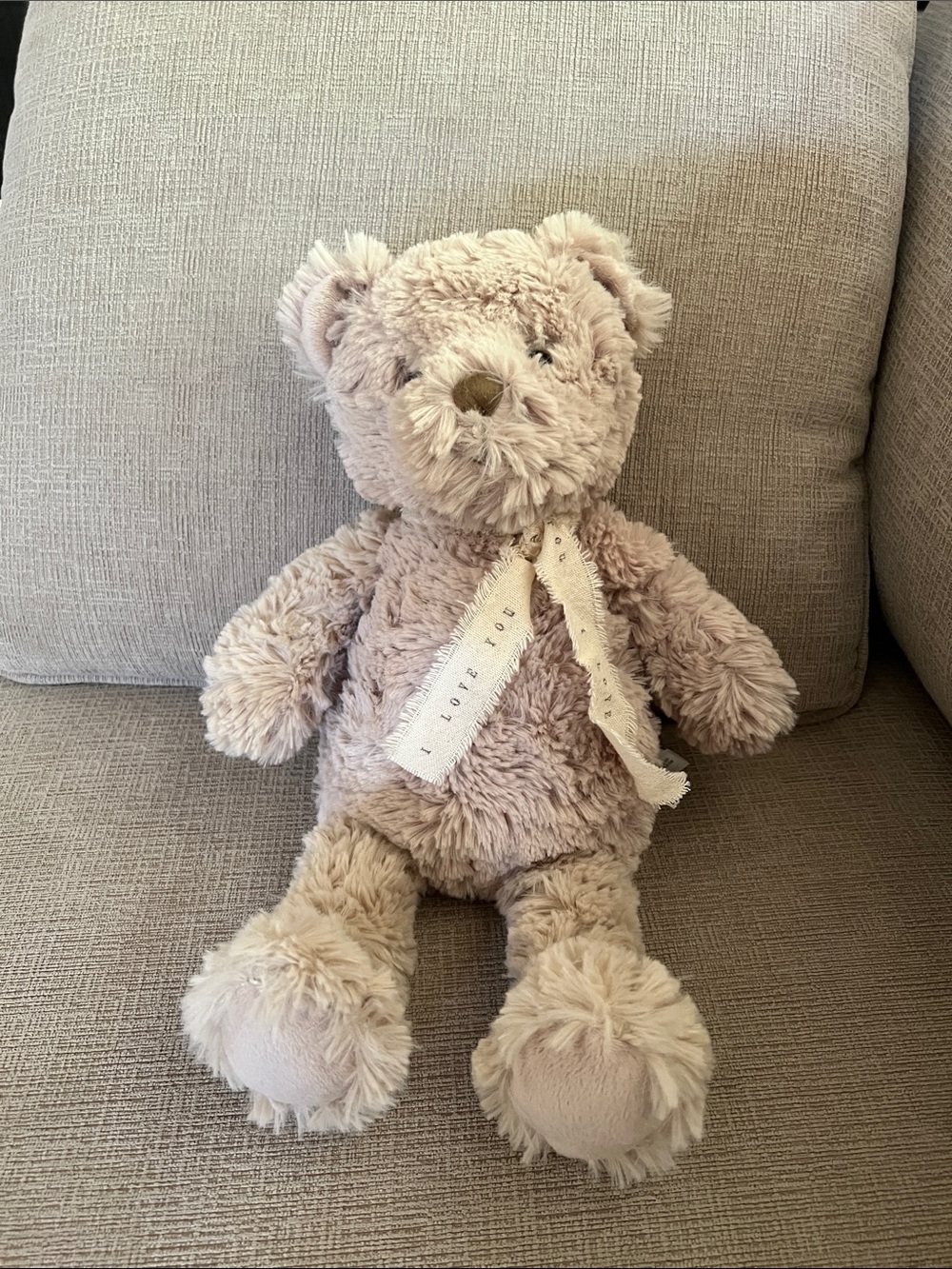 Mon Ami Large 16” Plush Beige Teddy Bear with Velvet Paws (feet)